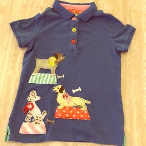Mini Boden girls polo shirt with dogs
